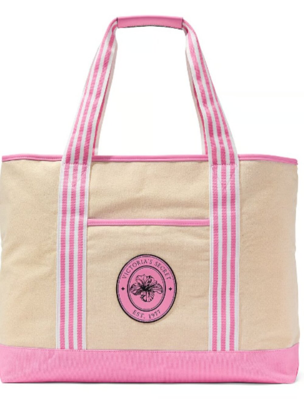 Victoria's Secret Canvas Tote Bag Pink & Cream
